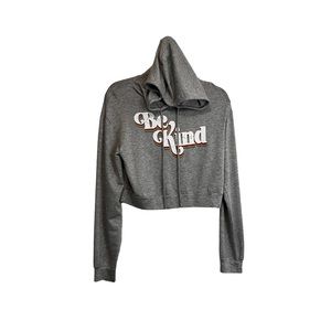 mmmmmm Be Kind Graphic Gray Hoodie Pullover Sweatshirt Womens Size M NEW